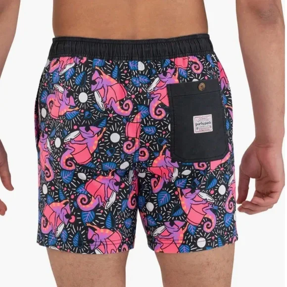 MENS PARTY PANTS KARMA CHAMELEON BLACK SWIM SHORTS SIZE SMALL - Picture 2 of 7